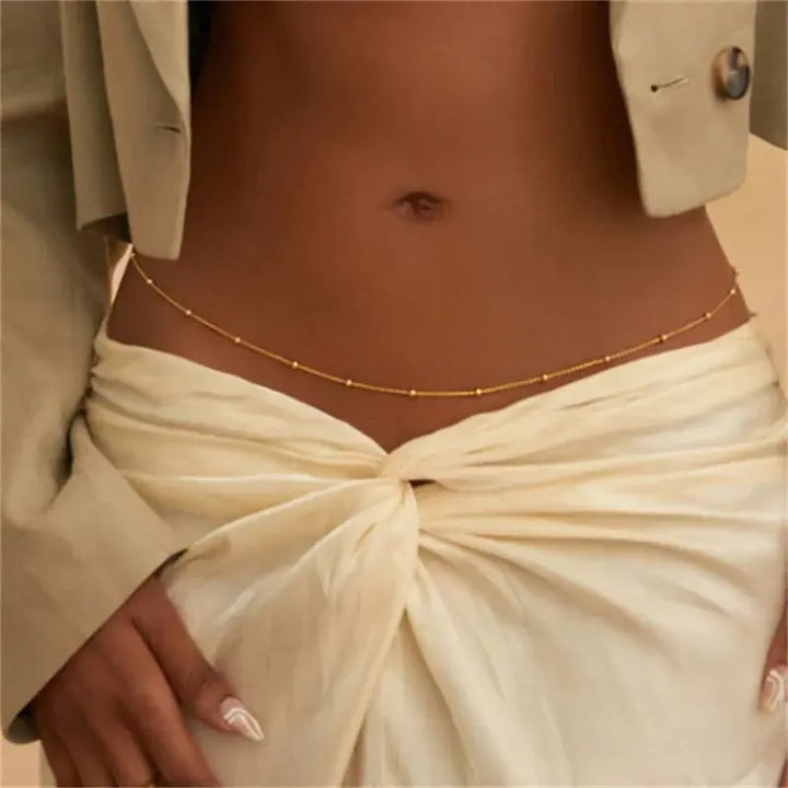 Antique Gold Beaded Belly Chain – Trendy Beach Body Jewelry for Women JS District