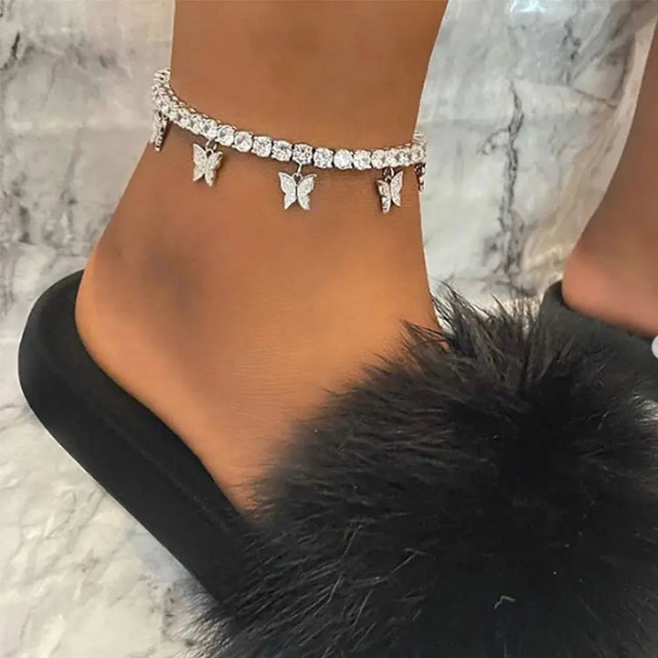 Crystal Butterfly Anklet – Bohemian Foot Jewelry for Women - JS District