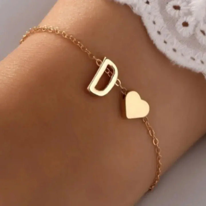 DIY Personalized Initial Letter Bracelets for Lovers – Heart-Shaped Charm Bracelets - JS District