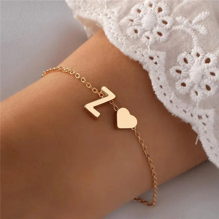 DIY Personalized Initial Letter Bracelets for Lovers – Heart-Shaped Charm Bracelets - JS District