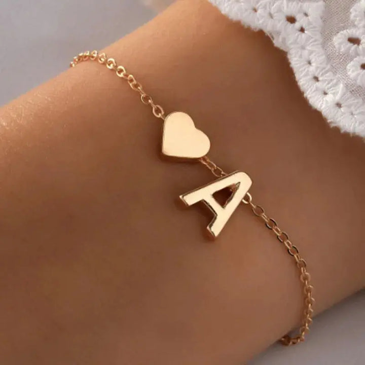 DIY Personalized Initial Letter Bracelets for Lovers – Heart-Shaped Charm Bracelets - JS District