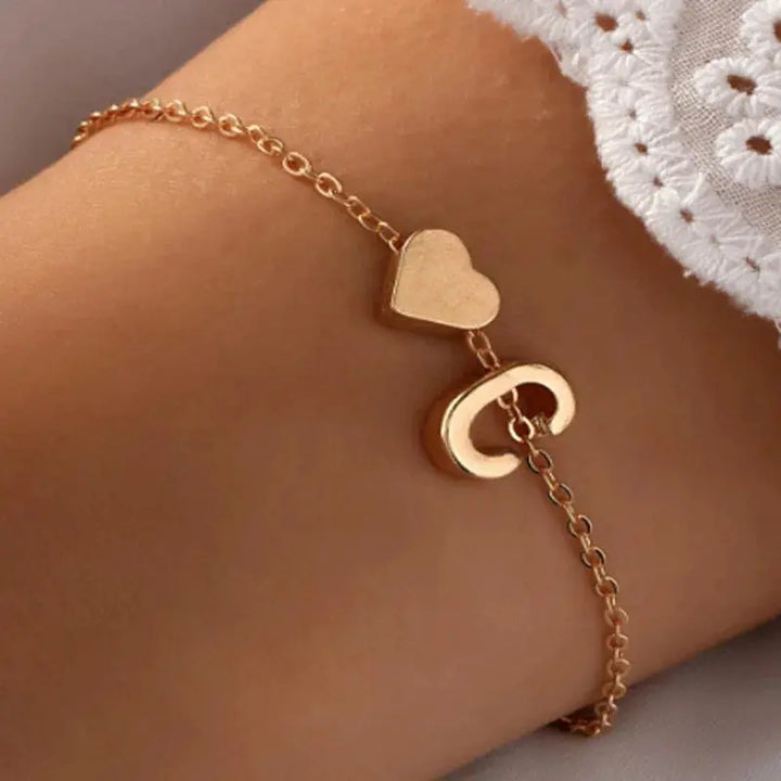 DIY Personalized Initial Letter Bracelets for Lovers – Heart-Shaped Charm Bracelets - JS District