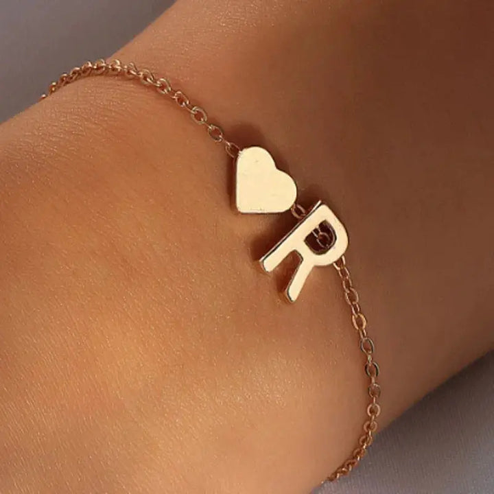 DIY Personalized Initial Letter Bracelets for Lovers – Heart-Shaped Charm Bracelets - JS District