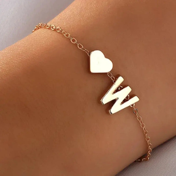 DIY Personalized Initial Letter Bracelets for Lovers – Heart-Shaped Charm Bracelets - JS District