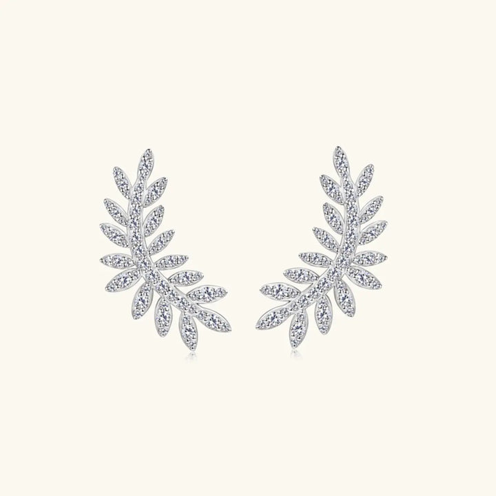 Moissanite 925 Sterling Silver Leaf Shape Stud Earrings - JS District