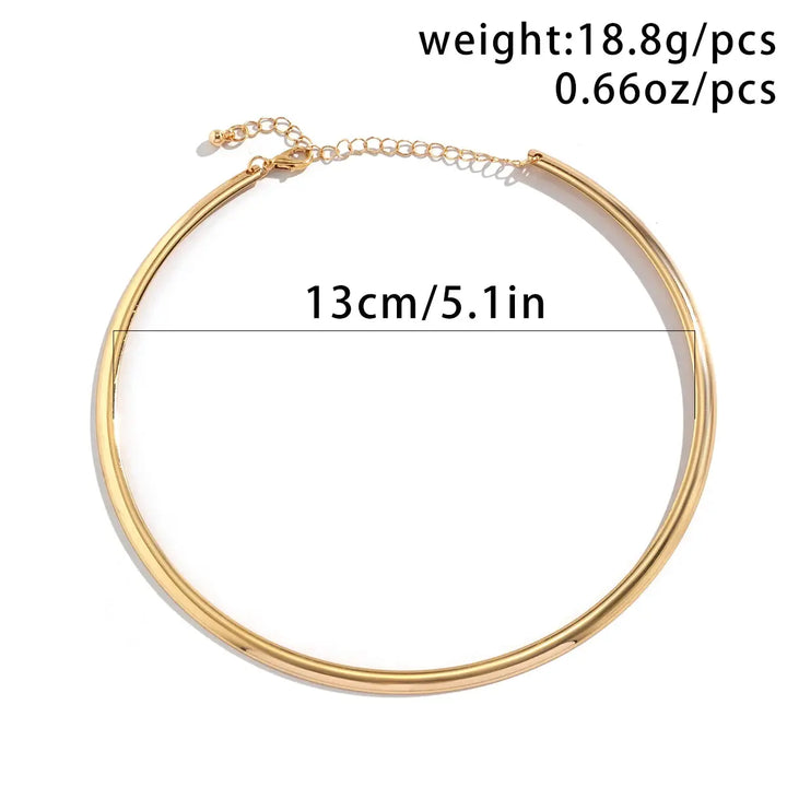 Punk Smooth Metal Round Torques Necklace – Simple Gold Collar Necklace - JS District