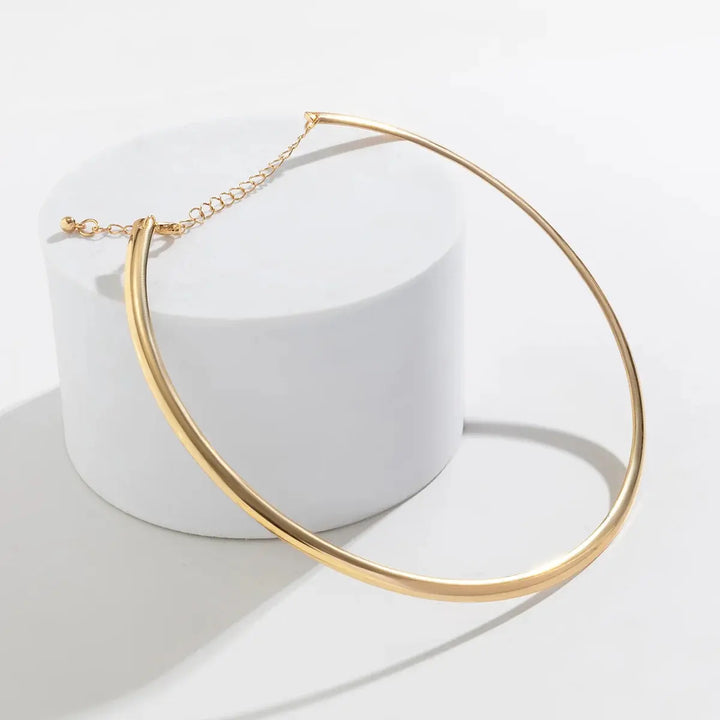 Punk Smooth Metal Round Torques Necklace – Simple Gold Collar Necklace - JS District