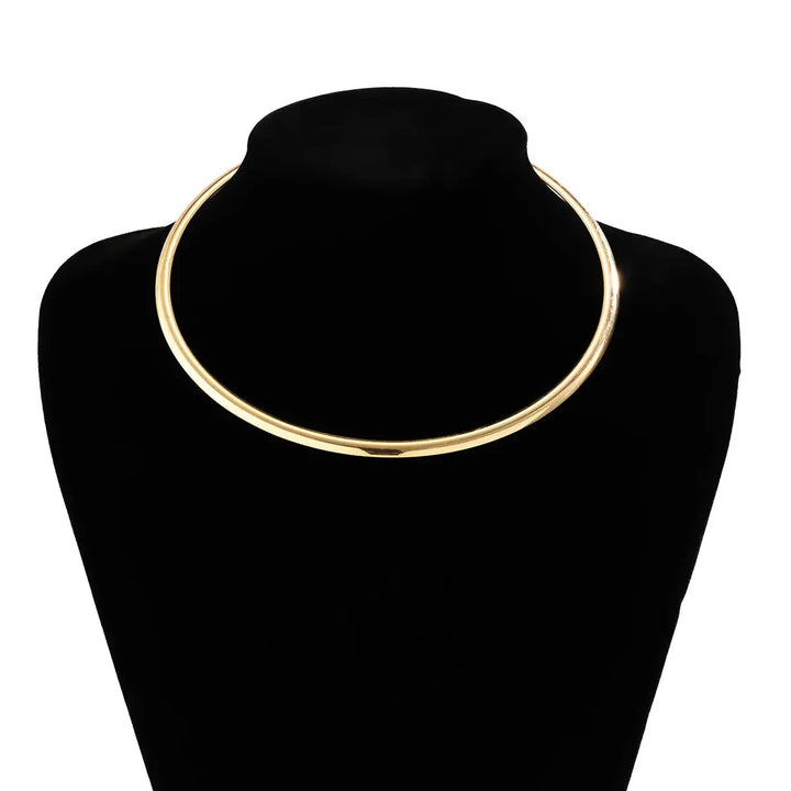 Punk Smooth Metal Round Torques Necklace – Simple Gold Collar Necklace - JS District