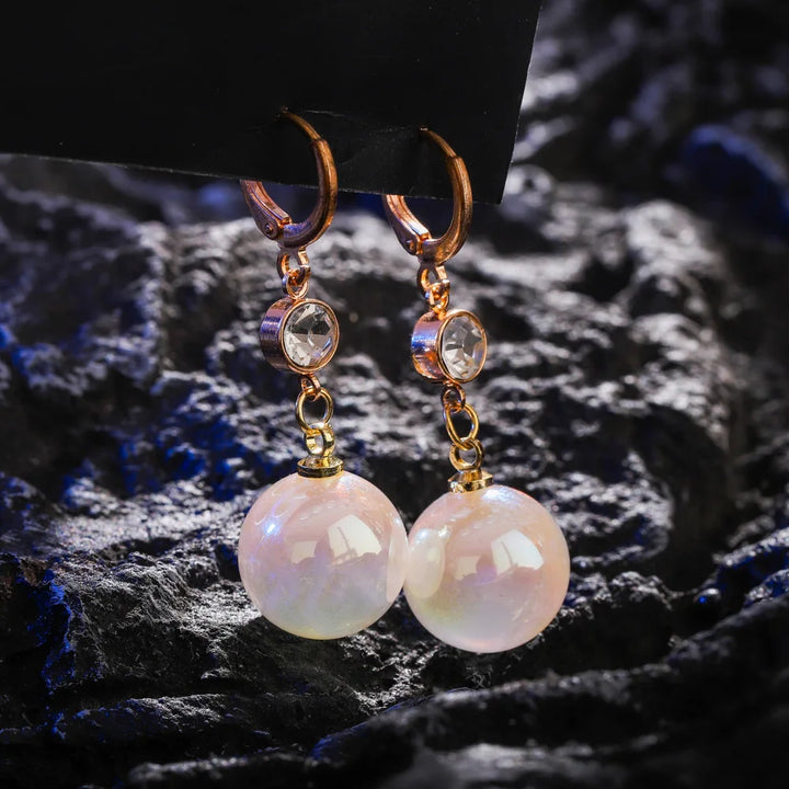 Simulation Pearl Long Earrings – Women's Flower Rhinestone Wedding Pendant Earrings - JS District