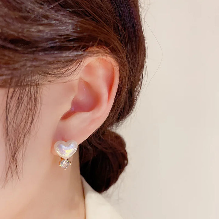 Simulation Pearl Long Earrings – Women's Flower Rhinestone Wedding Pendant Earrings - JS District