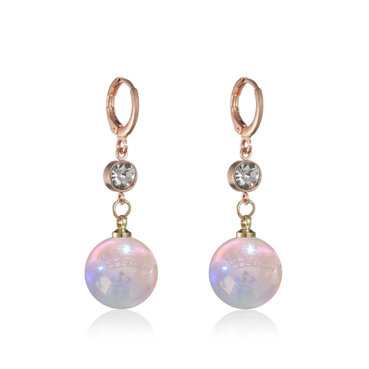 Simulation Pearl Long Earrings – Women's Flower Rhinestone Wedding Pendant Earrings - JS District