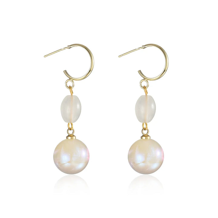 Simulation Pearl Long Earrings – Women's Flower Rhinestone Wedding Pendant Earrings - JS District