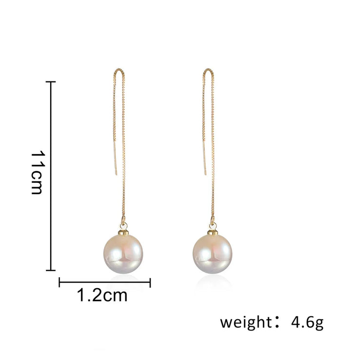 Simulation Pearl Long Earrings – Women's Flower Rhinestone Wedding Pendant Earrings - JS District