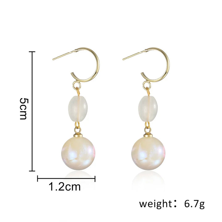 Simulation Pearl Long Earrings – Women's Flower Rhinestone Wedding Pendant Earrings - JS District