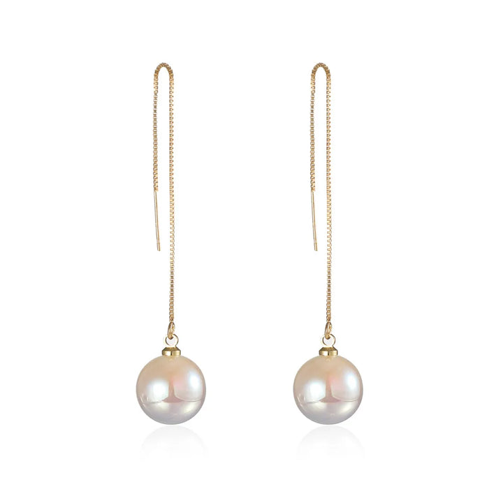 Simulation Pearl Long Earrings – Women's Flower Rhinestone Wedding Pendant Earrings - JS District