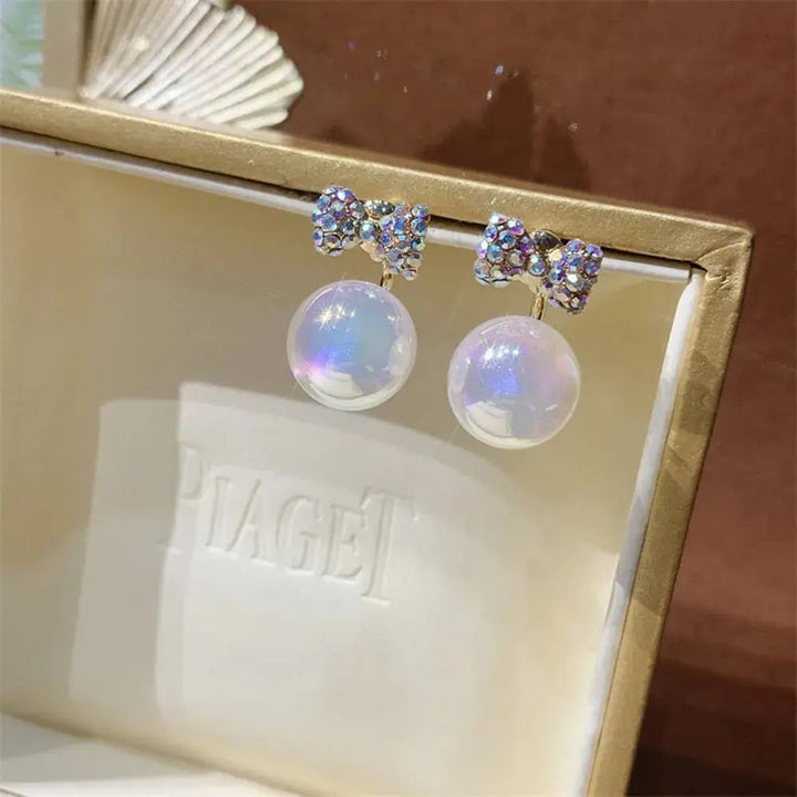 Simulation Pearl Long Earrings – Women's Flower Rhinestone Wedding Pendant Earrings - JS District