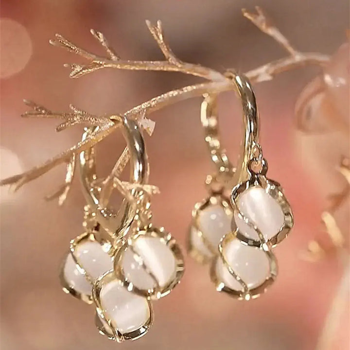 Simulation Pearl Long Earrings – Women's Flower Rhinestone Wedding Pendant Earrings - JS District