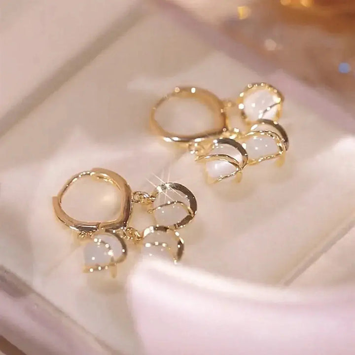 Simulation Pearl Long Earrings – Women's Flower Rhinestone Wedding Pendant Earrings - JS District