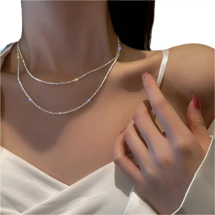 Sparkling Clavicle Chain Necklace - JS District