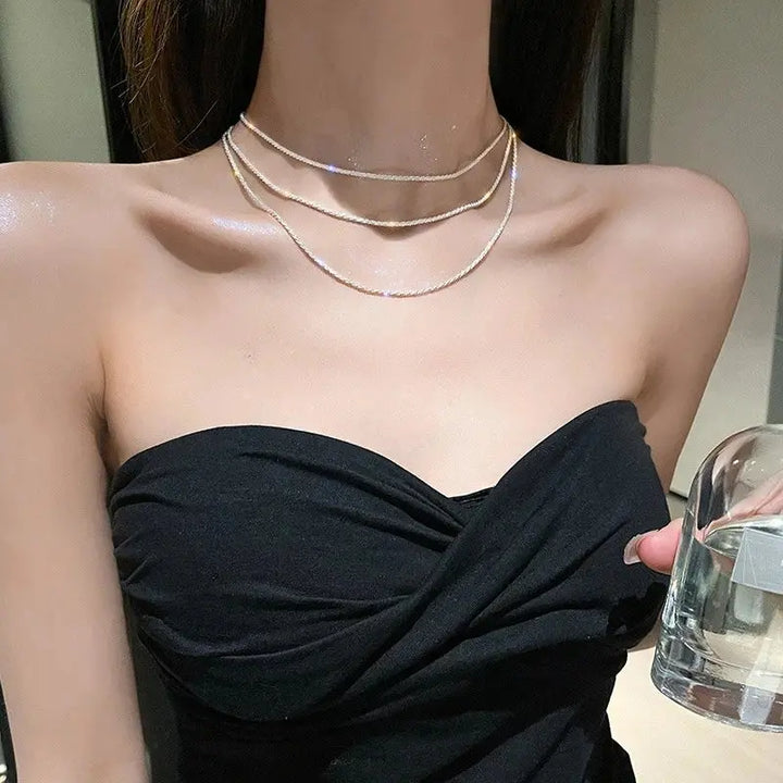 Sparkling Clavicle Chain Necklace - JS District