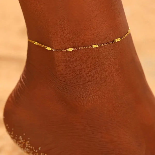 Stainless Steel Anklet – Delicate Sequin Chain - JS District