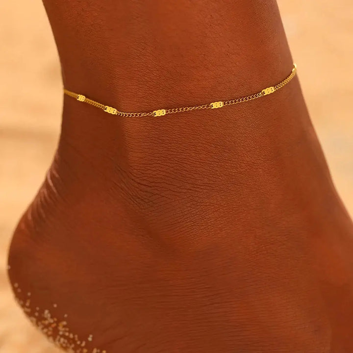 Stainless Steel Anklet – Delicate Sequin Chain - JS District