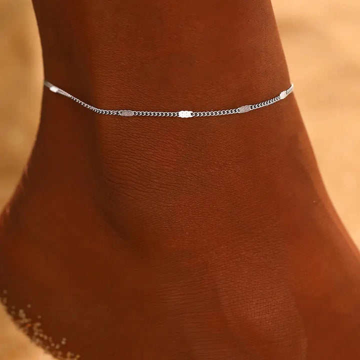 Stainless Steel Anklet – Delicate Sequin Chain - JS District